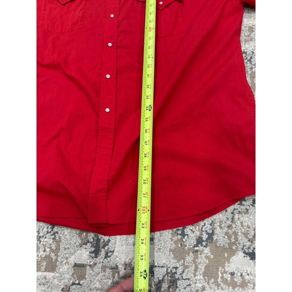 High Noon Mens 2XL Red Western Pearl Snap Short Sleeve Star Embroidered Shirt - Picture 6 of 9